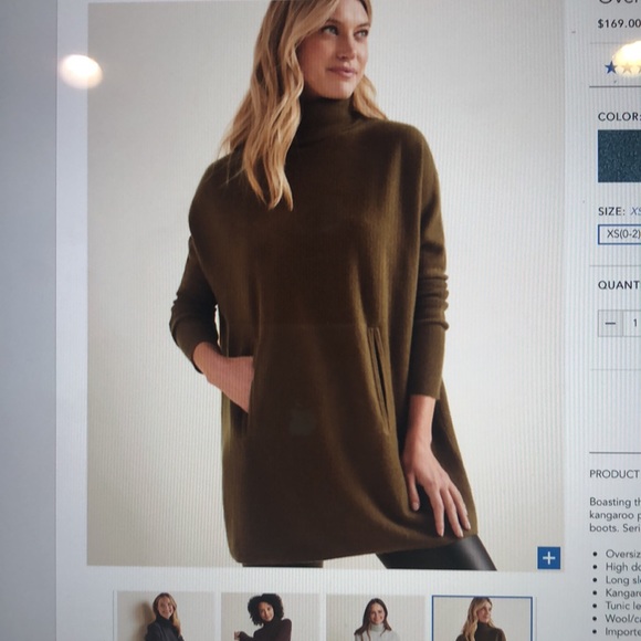 Garnet Hill Oversized Turtleneck Sweater, XS Runs LG, Camel Color (NOT on model) - Picture 4 of 5